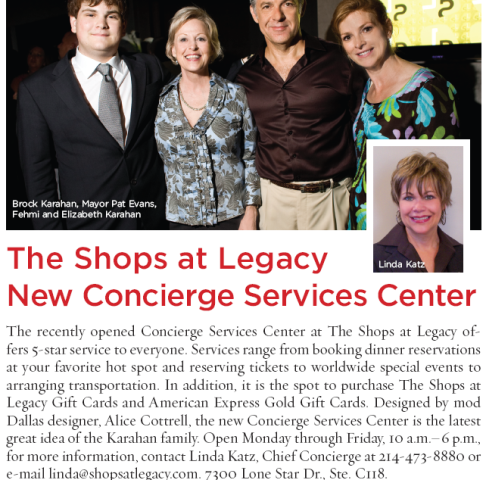 shops-at-legacy Corporate Concierge, Inc members Linda Katz and Brock Karahan open Concierge Services Center at the Shops at Legacy.